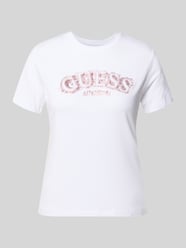 t-shirt z mieszanki wiskozy i elastanu z logo od GUESS Activewear - 19