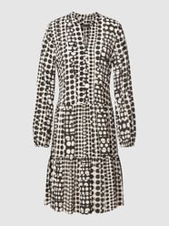 Knielange jurk met all-over motief van Marc Cain Grijs / zwart - 38