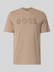 Regular Fit T-Shirt aus reiner Baumwolle Modell 'TS_STRUCTURE LOGO 1027473' von BOSS Green Beige - 17
