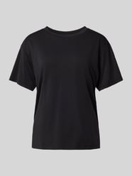 T-Shirt mit geripptem Rundhalsausschnitt von Jake*s Casual Schwarz - 1