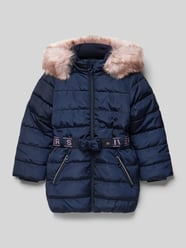 Körpernahe Steppjacke mit Effektgarn-Gürtel von s.Oliver RED LABEL Blau - 28