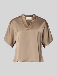 Blusenshirt aus Satin mit V-Ausschnitt Modell 'Anelle' von Neo Noir Beige - 14