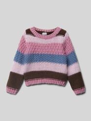 Sweter z dzianiny z prążkowanymi wykończeniami model ‘FORONJA’ od Name It Fioletowy - 27