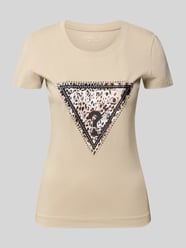 Slim Fit T-Shirt aus elastischem Baumwoll-Mix Modell 'SAVANNA' von GUESS Beige - 43