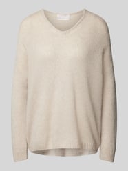 Strickpullover mit V-Ausschnitt von Hemisphere Beige - 18