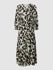 Midi-jurk met all-over motief, model 'Alira' van YAS Groen - 11