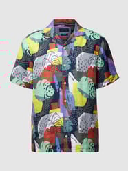 Linnen overhemd met all-over motief, model 'Hawaii' van Christian Berg Men Groen - 16