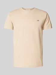 Slim Fit T-Shirt mit Label-Stitching von Gant Beige - 33