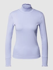 Longsleeve mit Stehkragen und Wellensaum von Marc Cain Lila - 45