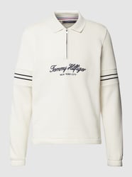 Sweatshirt met labelstitching, model 'MIXED TYPE POPOVER SWEATS' van Tommy Hilfiger Wit - 6