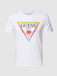 T-Shirt mit Label-Print Modell 'Triangle' von Guess Weiß - 8