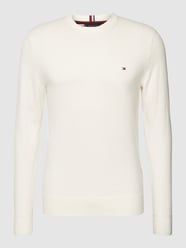 Strickpullover mit Logo-Stitching Modell 'PIMA' von Tommy Hilfiger Weiß - 40