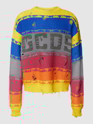 Sweter z dzianiny z efektem znoszenia od GCDS Czarny - 23