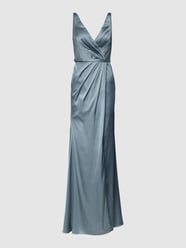 Abendkleid in Wickel-Optik von Unique Blau - 34