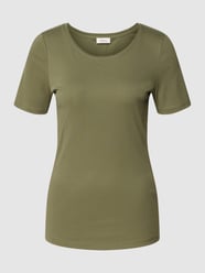 T-Shirt mit geripptem Rundhalsausschnitt von s.Oliver RED LABEL Grün - 46