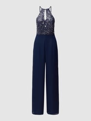 Jumpsuit mit Paillettenbesatz von LACE & BEADS Blau - 4