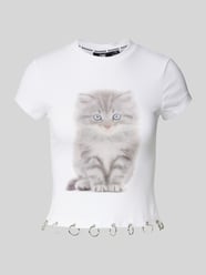 T-Shirt mit Motiv-Print Modell 'KITTY BABY' von The Ragged Priest Weiß - 16