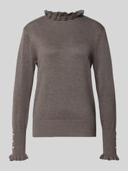 Strickpullover mit Stehkragen und Rüschen Modell 'Katie' von FREE/QUENT Beige - 5