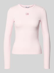 Bluzka z długim rękawem o kroju slim fit z mieszanki bawełny od Tommy Jeans Fuksjowy - 24