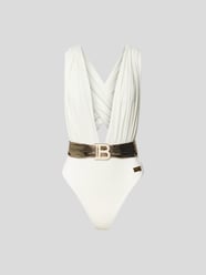 Badeanzug mit Zierbesatz in metallic von Balmain Weiß - 12