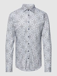 Zakelijk overhemd met all-over motief, model 'Kent' van Desoto Wit - 28