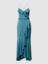 Abendkleid mit Volants von V.M. Blau / Türkis - 48