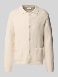 Cardigan in relaxed fit van elastische katoenmix van Lindbergh Beige - 12