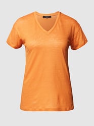 T-Shirt aus Leinen mit V-Ausschnitt von Weekend Max Mara Orange - 19