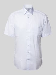 Modern Fit Business-Hemd mit Allover-Muster von Eterna Blau - 44