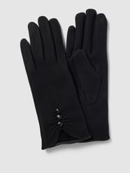 Handschuhe in unifarbenem Design mit Zierknöpfen von EEM Schwarz - 33