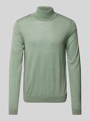 Gebreide pullover van scheerwol met col van BOSS Groen - 16