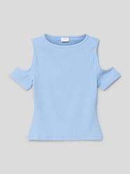 T-shirt z efektem prążkowania od s.Oliver RED LABEL Niebieski - 1