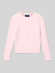 Strickjacke mit Zopfmuster und Label-Stitching von Polo Ralph Lauren Teens Pink - 9
