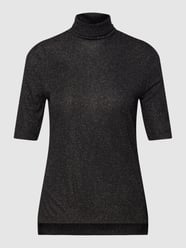 T-shirt met col en effectgaren van Esprit Collection Zwart - 43
