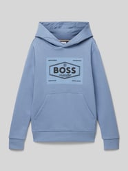 Hoodie mit Label-Print und Känguru-Tasche von Boss Blau - 20