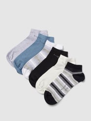Sneakersokken met logostitching in een set van 6 stuks, model 'STRIPES MIX' van bugatti Zwart - 32