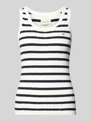 Tricottop in riblook met labelstitching van GANT - 46