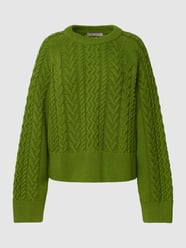 Sweter z dzianiny z wzorem warkocza od Jake*s Collection Zielony - 40