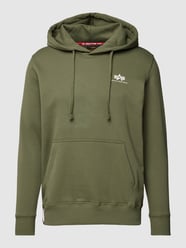 Hoodie mit Label-Print Modell 'BASIC' von Alpha Industries Grün - 41