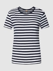 T-shirt met streepmotief, model 'Esla' van BOSS Orange Blauw / turquoise - 20