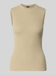 Slim fit top van viscosemix, model 'FESKIES' van BOSS Beige - 3