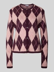 Cardigan met wol en ronde hals van More & More Bordeaux - 25