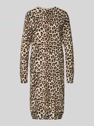 Knielange gebreide jurk van viscose in luipaardlook van Christian Berg Woman Beige - 15