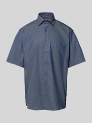 Comfort Fit Business-Hemd mit Allover-Muster von Eterna Blau - 47