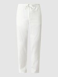 Slim tapered fit joggingbroek met linnen, model 'Newton' van Selected Homme Wit - 3