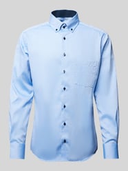 Regular Fit Business-Hemd mit Button-Down-Kragen von Eterna Blau - 30