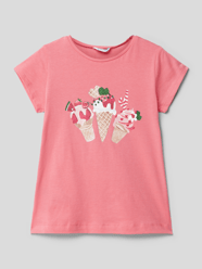 T-shirt z bawełny od Mayoral Fuksjowy - 44