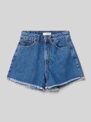 Regular Fit Jeansshorts mit Fransen von Mango Blau - 9