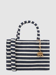 Tote bag met streepmotief  van Anokhi Blauw / turquoise - 9