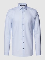 Super Slim Fit Business-Hemd mit Allover-Muster von OLYMP No. Six Blau / Türkis - 30